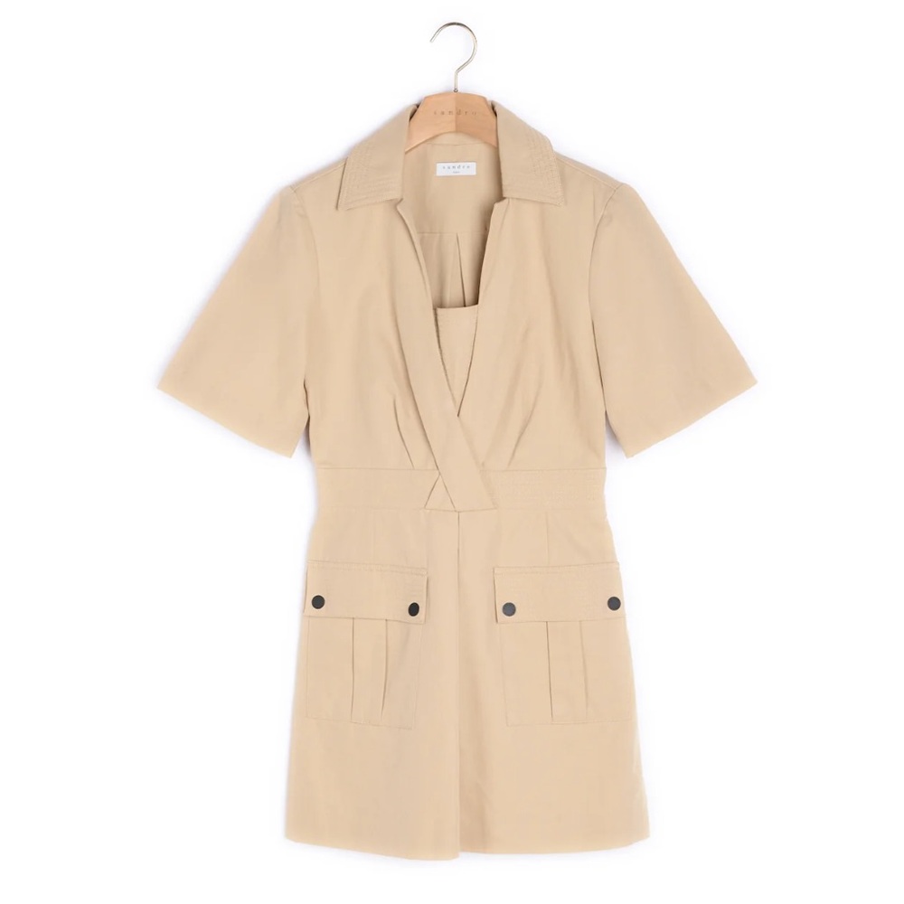 Sandro Women's Short Safari Style Dress Khaki Size Small EU36
